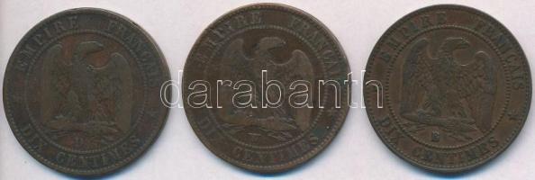 Franciaország / Második Császárság 1855D 10c Cu "III. Napóleon" + 1855W 10c Cu "III. ...