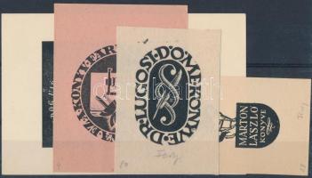Fery Antal (1908-1944): 4 db Ex libris. Fametszet, klisé, linó, papír, jelzettek, 7×5-12×8 cm