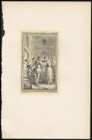 Életképek, 4 db különféle rézmetszet, papír, jelzettek a metszeten, 12,5×7,5 cm