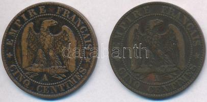 Franciaország / Második Császárság 1855A 5c Cu "III. Napóleon" + 1861A 5c Cu "III Nap...
