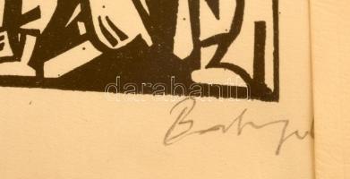 Bortnyik jelzéssel: Alakok. Linó, papír, üvegezett keretben 11×8 cm