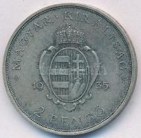 1935. 2P Ag "Pázmány" T:2 patina Adamo P7.1