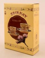 Zsolnay rózsa mintás mokkás csésze és alj párban ( 2db), kézzel festett, jelzett, hibátlan, eredeti ...