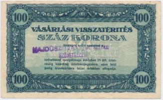 ~1920. 100K Vásárlási visszatérítés Hajdúszováti Fogyasztási Szövetkezet felülbélyegzéssel T:III