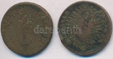 1760-1761. Rézdénár "Mária Terézia" nyílt korona (2x) T:3
Huszár: 1755., Unger III.: 1277