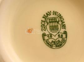 Zsolnay búzavirág mintás váza, kézzel festett, jelzett, hibátlan, m:12,5 cm