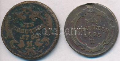 Ausztria 1760H 1kr Cu "I. Ferenc" + Vorderösterreich 1805H 1kr Cu "II. Ferenc" G...