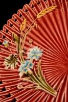 Mázas kerámia dísztányér, formaszámmal, kopottas, d:20cm