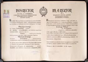 1961 Bp., Az Eötvös Loránd Tudományegyetem által kiadott történelem doktori diploma szárazpecséttel