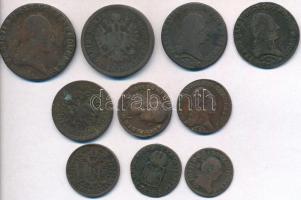 10db-os vegyes magyar rézkrajcár tétel, közte 1774S 1/4kr Cu "II József", 1851B 1/2kr Cu T...