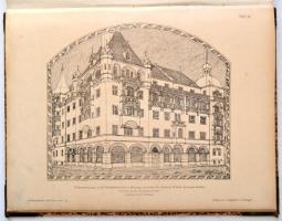 1900 Ludwig Eisenlohr-Car Weigle (szerk.): Architektonische Rundschau (Építészeti Szemle) XVI. évfolyam. Stuttgart, 1900, J. Engelhorn. Korabeli félbőr kötés. Számos fekete-fehér szövegközti és egészoldalas ábrával, képpel illusztrálva. Német nyelvű építészeti folyóirat. Megviselt állapotú példány. A borítója kopott. A címlapon bejegyzések. Egy oldal hiányos, egy lap kijár, pár lap szakadt. Pár lap hiányzik! Volt könyvtári példány. / Half-leather binding, in german language, with a lot of illustrations, with some damage, some page are lost, in poor condition.