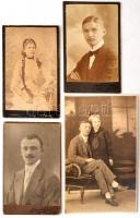 cca 1900-30 Vegyes fotó tétel, benne keményhátuak is (Szegedi, kaposvári, újvidéki), 5db, különböző ...