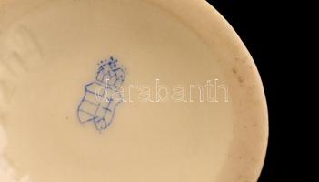 Herendi virágmintás mini váza, porcelán,  kézzel festett, jelzett, 5x5cm