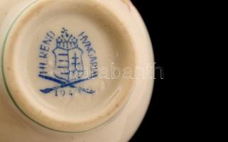 Herendi virágmintás miniváza, porcelán,  kézzel festett, jelzett, 8cm