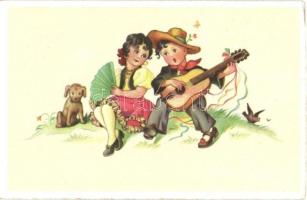 Children, dog, guitar, Ha. Co. 7458.