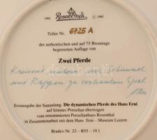 Rosenthal Lovas dísztányér, sorszámozott: 6725A, matricás, jelzett, hibátlan, d:20cm