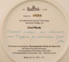 Rosenthal Lovas dísztányér, sorszámozott: 6724A, matricás, jelzett, hibátlan, d:20cm