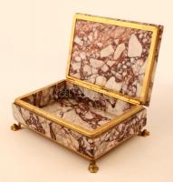 Márvány doboz, réz szerelékkel, 15×10 cm