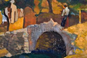Farkasházy jelzéssel: Kőhíd. Olaj, karton, sérült, 40×60 cm