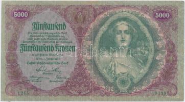 Ausztria / Osztrák-Magyar Bank 1922. 5000K T:III ragasztónyom  Austria / Österreichisch-Ungarische Bank 1922. 5000 Kronen C:F gluemark Krause 79