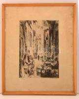 Aszódi Weil Erzsébet (1901-1976): Nápolyi utca. Rézkarc, papír, jelzett, üvegezett keretben, 32x22 c...