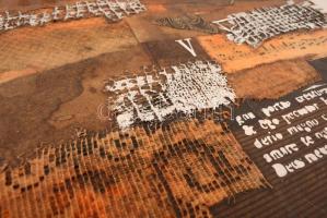 Ajtai Tamás (1952-): Sejtelmes viszony. Vegyes technika, farost, jelzett, 40×40 cm