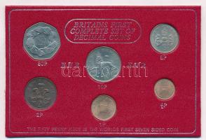 Nagy-Britannia 1970-1976. 1/2p-50p (6xklf) forgalmi szett fólia tokban T:1,1- Great Britain 1970-1976. 1/2 Penny - 50 Pence (6xdiff) coin set in foil packing C:UNC,AU