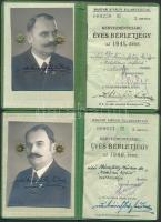 1924-1941 5 db. Magyar Királyi Államvasutak Kedvezményes Árú Éves Bérletjegy, 2. osztály, Dr. Máriaf...