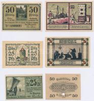 Németország / Weimari Köztársaság 1919-1923. 6db klf szükségpénz, közte Altona, Cuxhaven, Lübz T:I,I...