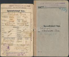1920-1960 2 db. Igazolványi lap,valamint egy gyászjelentés és temetési értesítő, Merényi (Mautner) Imre (1893-1960) részére.