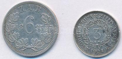 Dél-Afrika 1895. 6p Ag + 1924. 3p Ag T:2,2- South Africa 1895. 6 Pence Ag + 1924. 3 Pence Ag C:XF,VF