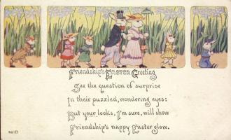 Easter greeting bunnies