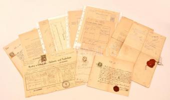 1860 -1950 Vegyes okmány tétel benne marhalevél, anyakönyvi okmányok, ect. több, mint 20db, különböz...