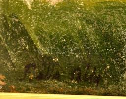 Balla Béla (1882-1965): Faluszélén. Olaj, karton, jelzett, üvegezett keretben, 36×49 cm