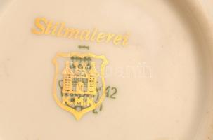 Zsolnay KMK kis tálkák (6 db), matricás, jelzett, kopott, d:8,5 cm