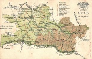 Arad Vármegye térképe, kiadja Károlyi Gy. / Hungarian county map (EK)