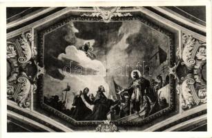 Nagyvárad, Oradea; Szent László templom mennyezet freskó, belső - 2 db képeslap / church interior - ...