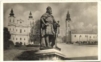 1942 Nagyvárad, Oradea; Szent László szobor, templomok, montázs / staue, churches, motage, 'Szent László ünnepi hét' So. Stpl. (EK)