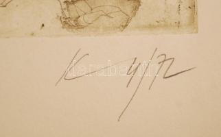 Kass János (1927-2010): Budapest 1968. Rézkarc próba (1/5), papír, jelzett, foltos, 19×28 cm