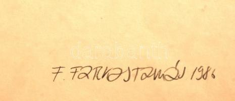 F.Farkas Tamás (1951-): Kristály (1986). Szitanyomat, papír, jelzett, 31×26 cm