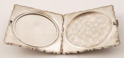 Ezüst (Ag.) púdertartó, tükör és púder nélkül, jelzett, nettó:69 g, 7×7 cm