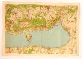 cca 1940 Balaton, két szelvény, Magyar Királyi Honvéd Térképészeti Intézet, némileg foltos, 64x92 cm...
