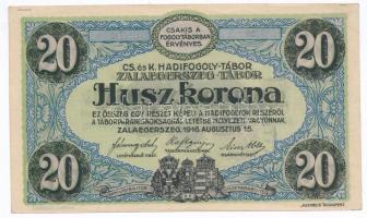 Zalaegerszeg / hadifogolytábor 1916. augusztus 15. 20K arab sorozat és sorszámmal,35mm-es körbélyegz...
