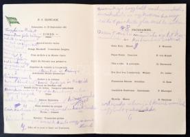 1911 S.S. Rijndam óceánjáró vacsoramenüje, korabeli ceruzás fordítással, kihajthatós, 19x14cm