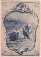 1911 S.S. Rijndam óceánjáró vacsoramenüje, kihajthatós, hajtaás mentén kis szakadással, 19x14cm