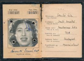 1949 Bp., Magyar Színészek Szabad Szakszervezete által kiállított fényképes tagsági igazolvány Somló...