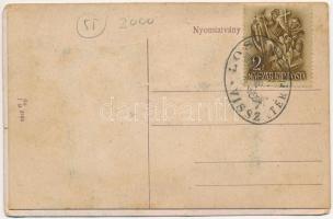 Losonc, Lucenec; Látkép, leporellólap posztógyárral / General view, leporellocard with cloth factory...