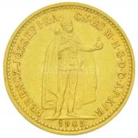 1905KB 10K Au "Ferenc József" Körmöcbánya (3.40g/0.900) T:2,2- Hungary 1905KB 10 Korona Au "Franz Joseph" Kremnitz (3.40g/0.900) C:XF,VF Huszár: 2200., Adamo K8