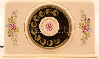 Tesla csehszlovák telefon Zsolnay testtel, jelzett, apró lepattanással, matricás, 22×13 cm, m:26 cm