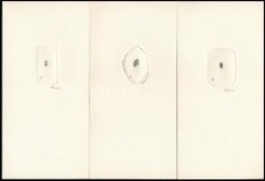 Dániel Viktor(1926-): Mini Ex libris, 11 db gyűjtőmappában. Rézkarc, papír, jelzett, 3x4 cm